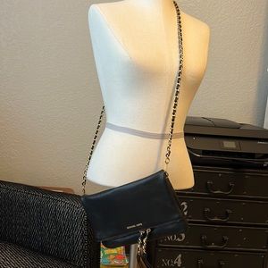 Michael Kors black leather crossbody/clutch